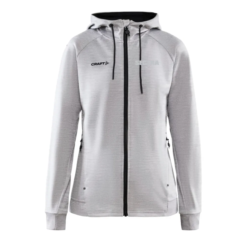 Full zip hoodie ladies grey melange