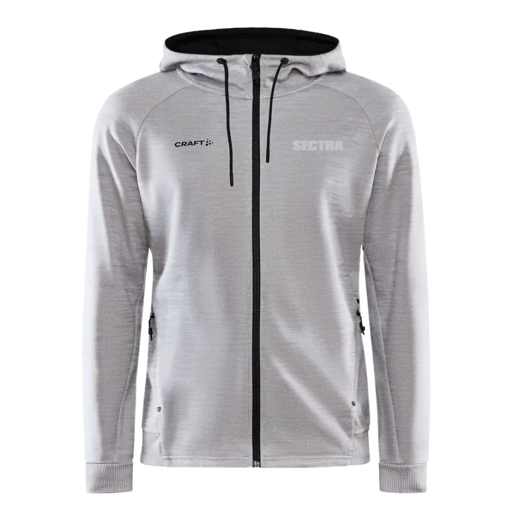 Full zip hoodie men grey melange